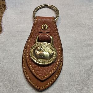Vintage Dooney & Bourke Saddle Tan Leather Key Fob 1990's